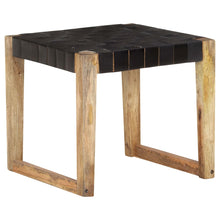 Load image into Gallery viewer, Stool Black Real Leather and Solid Mango Wood
