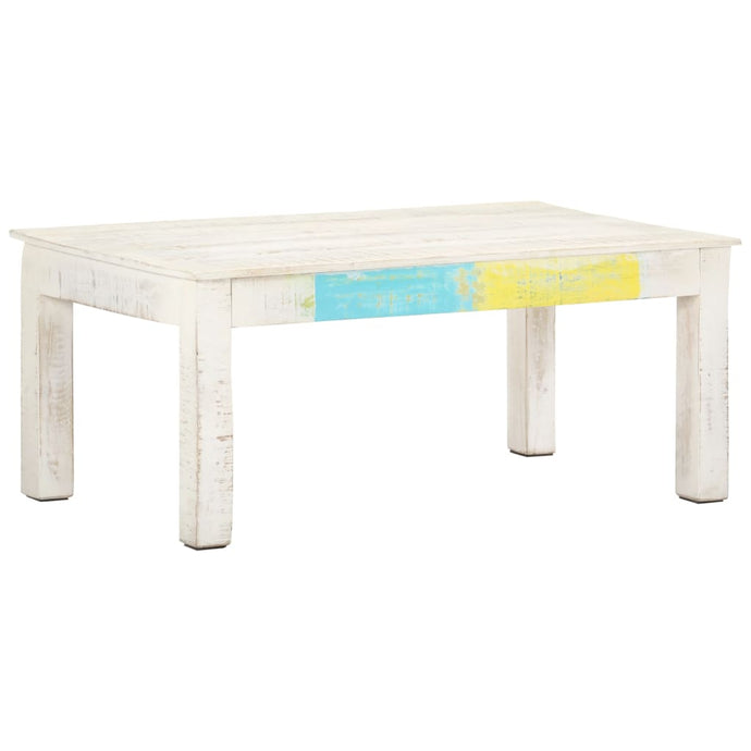 vidaXL Coffee Table White 110x60x45 cm Solid Mango Wood - MiniDM Store