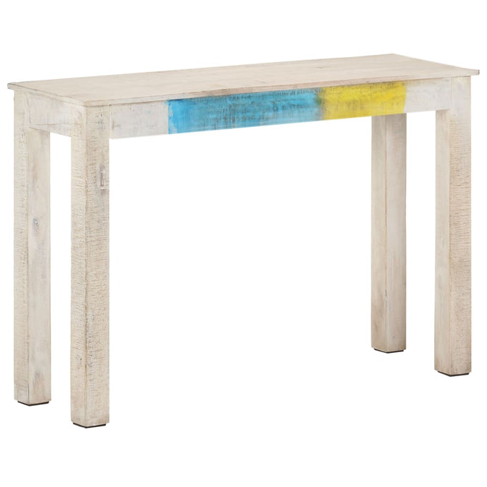 vidaXL Console Table White 115x35x77 cm Rough Mango Wood - MiniDM Store