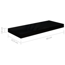 Load image into Gallery viewer, vidaXL Floating Wall Shelf High Gloss Black 60x23.5x3.8 cm MDF - MiniDM Store
