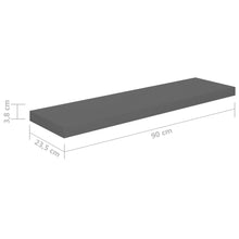 Load image into Gallery viewer, vidaXL Floating Wall Shelf High Gloss Grey 90x23.5x3.8 cm MDF - MiniDM Store
