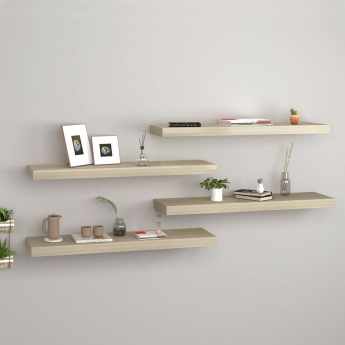 vidaXL Floating Wall Shelves 4 pcs Oak 80x23.5x3.8 cm MDF - MiniDM Store