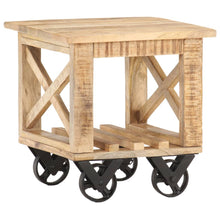 Load image into Gallery viewer, vidaXL Side Table with Wheels 40x40x42 cm Rough Mango Wood - MiniDM Store
