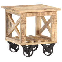 Load image into Gallery viewer, vidaXL Side Table with Wheels 40x40x42 cm Rough Mango Wood - MiniDM Store
