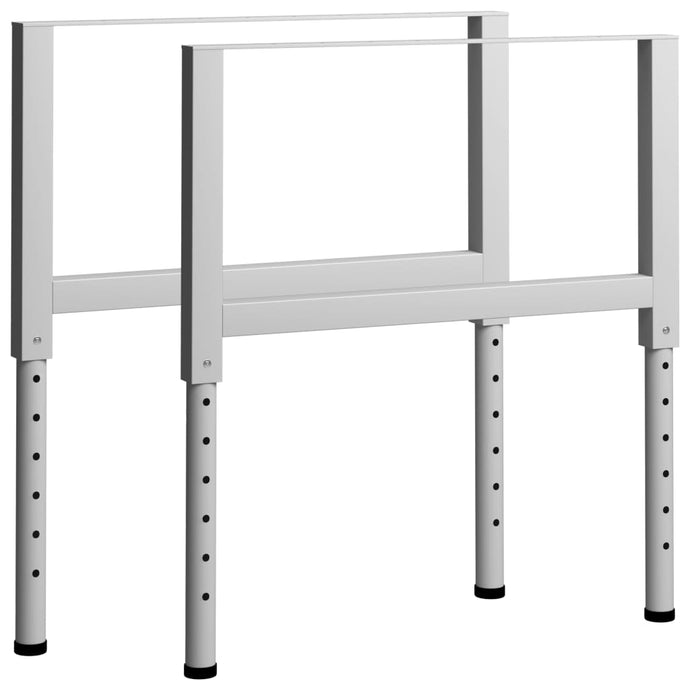 vidaXL Adjustable Work Bench Frames 2 pcs Metal 85x(69-95.5) cm Grey - MiniDM Store