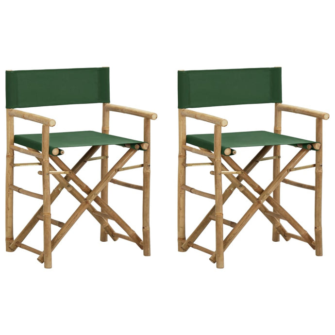 vidaXL Folding Director's Chairs 2 pcs Green Bamboo and Fabric - MiniDM Store