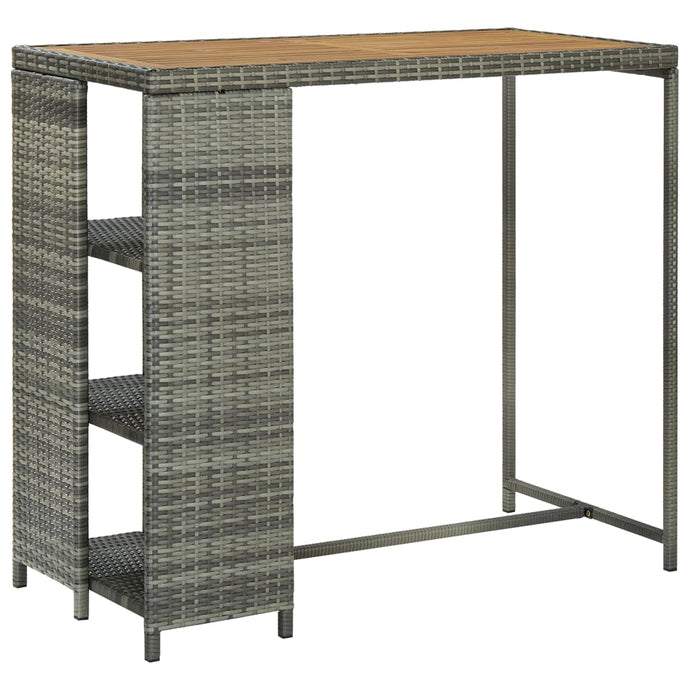 vidaXL Bar Table with Storage Rack Grey 120x60x110 cm Poly Rattan - MiniDM Store