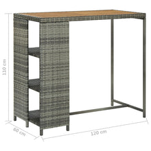 Load image into Gallery viewer, vidaXL Bar Table with Storage Rack Grey 120x60x110 cm Poly Rattan - MiniDM Store
