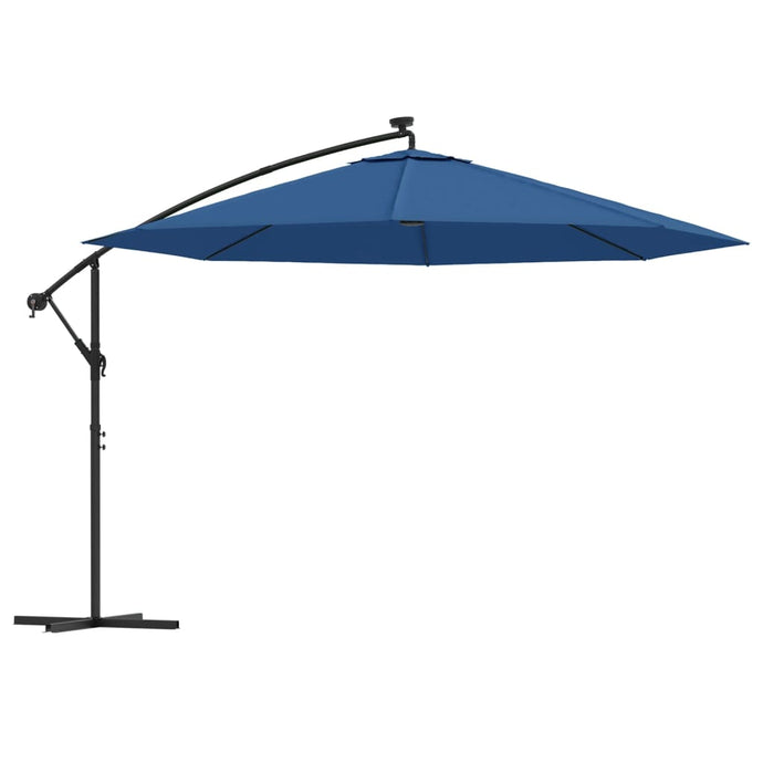 vidaXL Cantilever Umbrella with LED Lights Azure Blue 350 cm - MiniDM Store