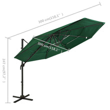 Load image into Gallery viewer, vidaXL 4-Tier Parasol with Aluminium Pole Green 3x3 m - MiniDM Store
