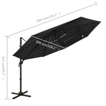 Load image into Gallery viewer, vidaXL 4-Tier Parasol with Aluminium Pole Black 3x3 m - MiniDM Store
