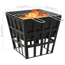 Load image into Gallery viewer, vidaXL 2-in-1 Fire Pit and BBQ 34x34x48 cm Steel - MiniDM Store
