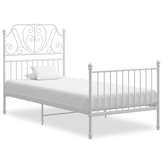 Bed Frame White Metal 90x200 cm - MiniDM Store