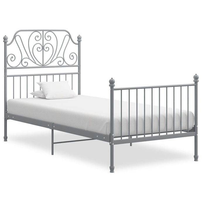 Bed Frame Grey Metal 100x200 cm - MiniDM Store
