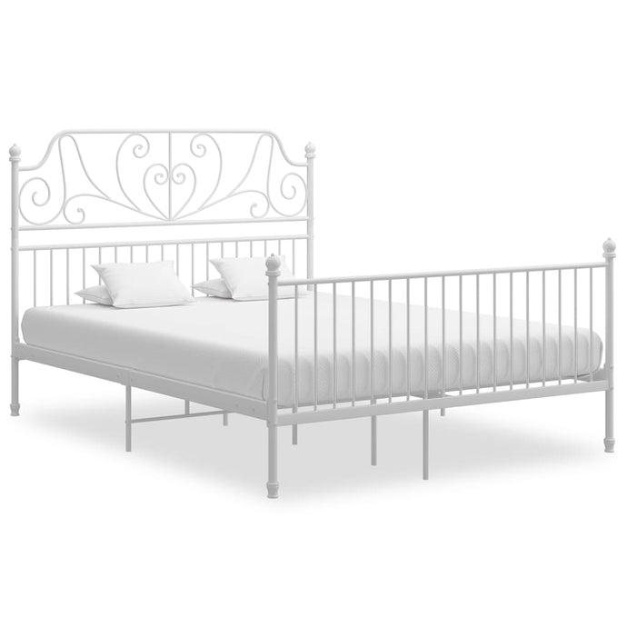 Bed Frame White Metal 140x200 cm - MiniDM Store