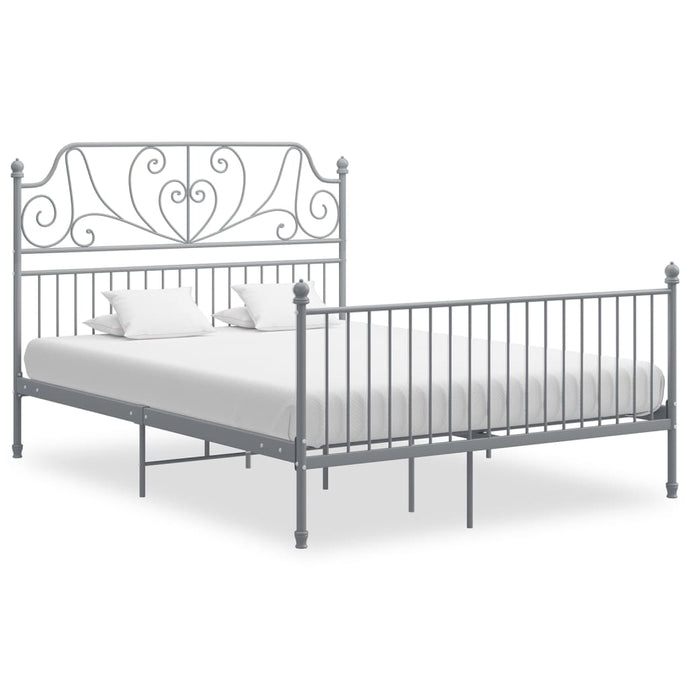 Bed Frame Grey Metal 140x200 cm - MiniDM Store