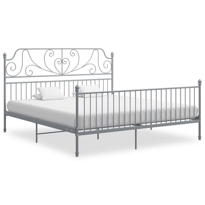 Bed Frame Grey Metal and Plywood 200x200 cm - MiniDM Store
