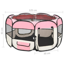 Load image into Gallery viewer, Foldable Dog Playpen with Carrying Bag Pink 125x125x61 cm - MiniDM Store
