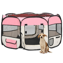 Load image into Gallery viewer, Foldable Dog Playpen with Carrying Bag Pink 125x125x61 cm - MiniDM Store
