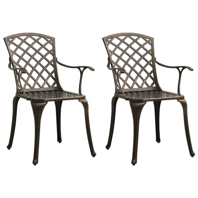 vidaXL Garden Chairs 2 pcs Cast Aluminium Bronze - MiniDM Store