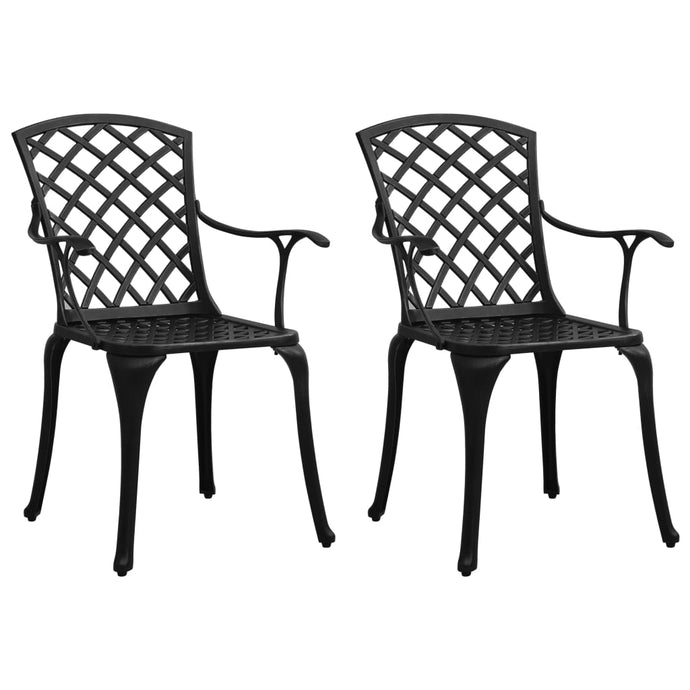 vidaXL Garden Chairs 2 pcs Cast Aluminium Black - MiniDM Store
