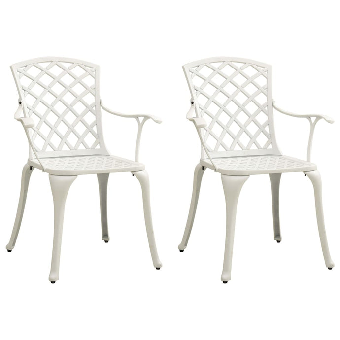 vidaXL Garden Chairs 2 pcs Cast Aluminium White - MiniDM Store