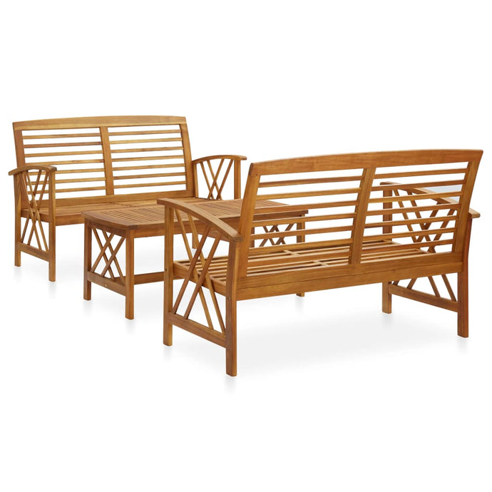 vidaXL 3 Piece Garden Lounge Set Solid Acacia Wood - MiniDM Store