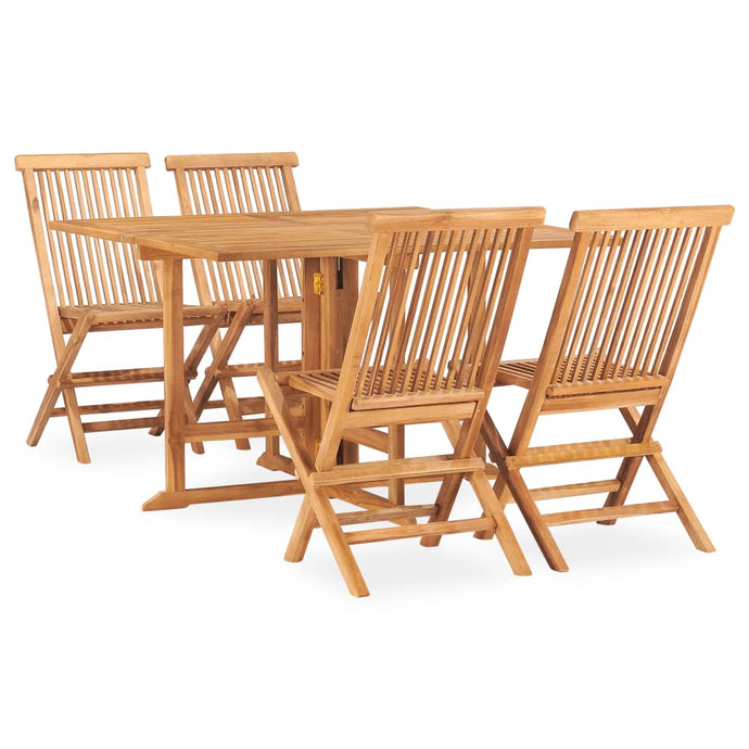 vidaXL 5 Piece Folding Outdoor Dining Set Solid Teak Wood - MiniDM Store