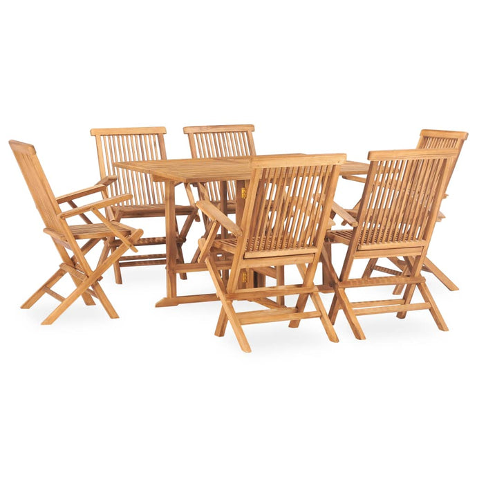 vidaXL 7 Piece Folding Outdoor Dining Set Solid Teak Wood - MiniDM Store