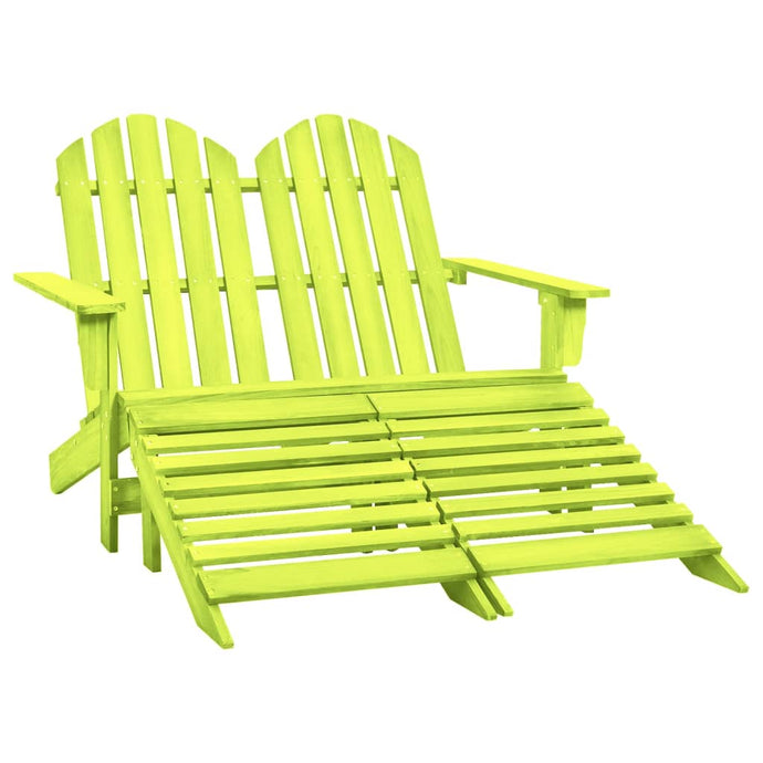 2-Seater Garden Adirondack Chair&Ottoman Fir Wood Green - MiniDM Store