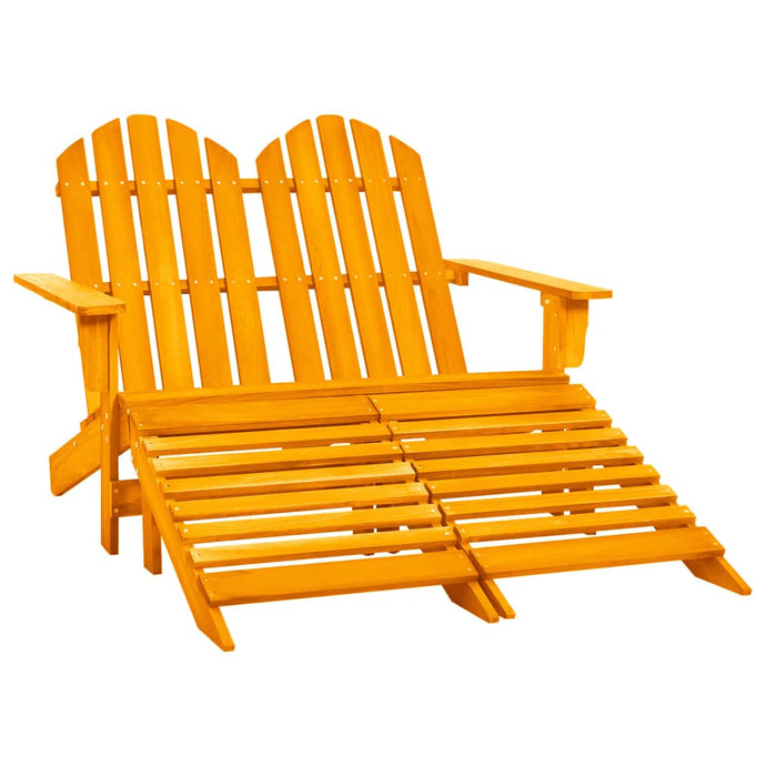 2-Seater Garden Adirondack Chair&Ottoman Fir Wood Orange - MiniDM Store