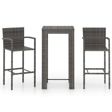 Load image into Gallery viewer, vidaXL 3 Piece Outdoor Bar Set with Armrest Poly Rattan Grey - MiniDM Store
