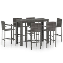 Load image into Gallery viewer, vidaXL 7 Piece Outdoor Bar Set with Armrest Poly Rattan Grey - MiniDM Store
