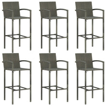 Load image into Gallery viewer, vidaXL 7 Piece Outdoor Bar Set with Armrest Poly Rattan Grey - MiniDM Store
