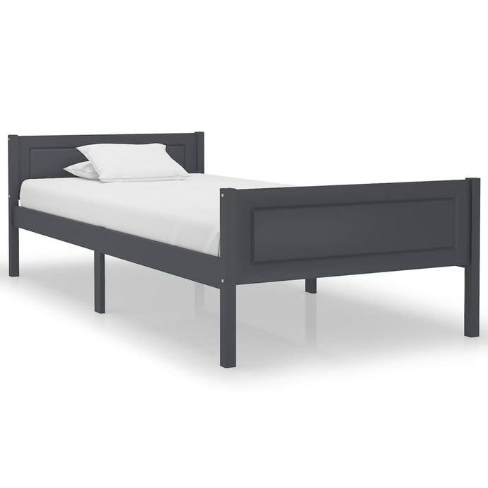 Bed Frame Solid Pinewood Grey 100x200 cm - MiniDM Store