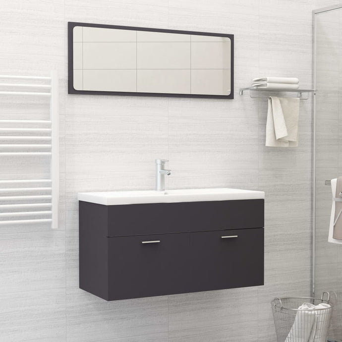 vidaXL Bathroom Furniture Set Grey Chipboard - MiniDM Store