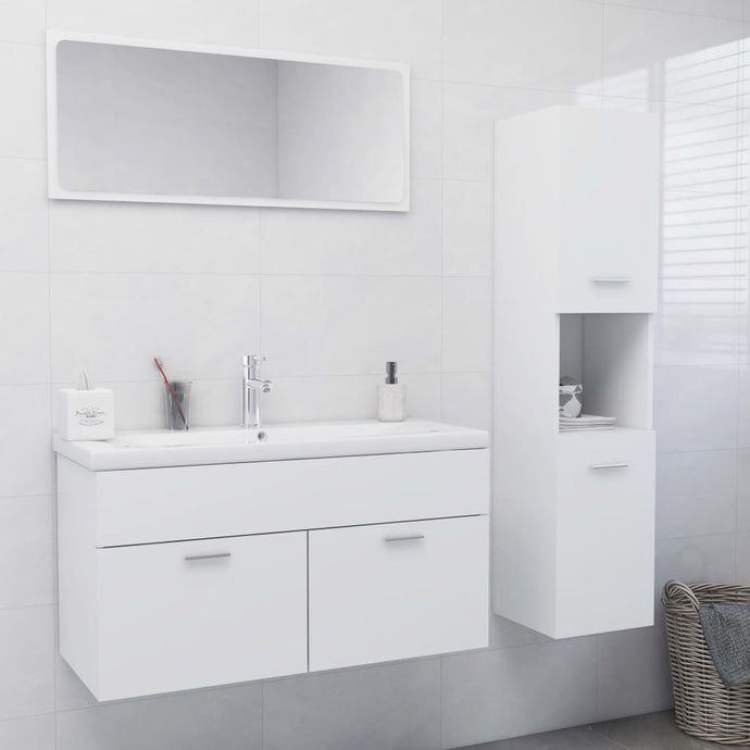 vidaXL Bathroom Furniture Set White Chipboard - MiniDM Store