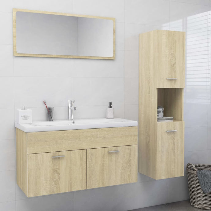 vidaXL Bathroom Furniture Set Sonoma Oak Chipboard - MiniDM Store