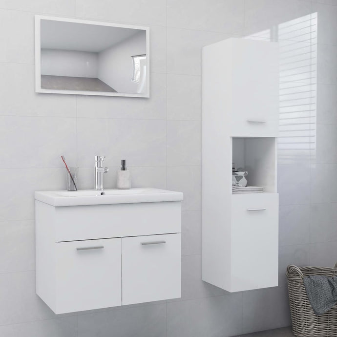 Bathroom Furniture Set High Gloss White Chipboard - MiniDM Store