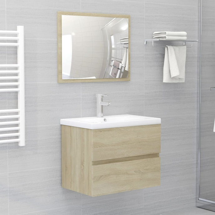 vidaXL Bathroom Furniture Set Sonoma Oak Chipboard - MiniDM Store