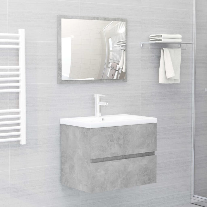 vidaXL Bathroom Furniture Set Concrete Grey Chipboard - MiniDM Store