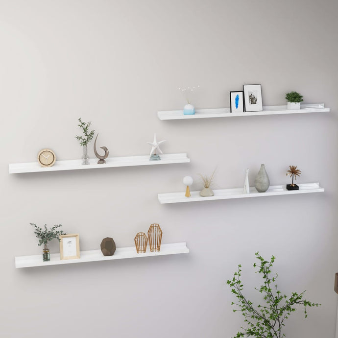 vidaXL Wall Shelves 4 pcs High Gloss White 100x9x3 cm - MiniDM Store