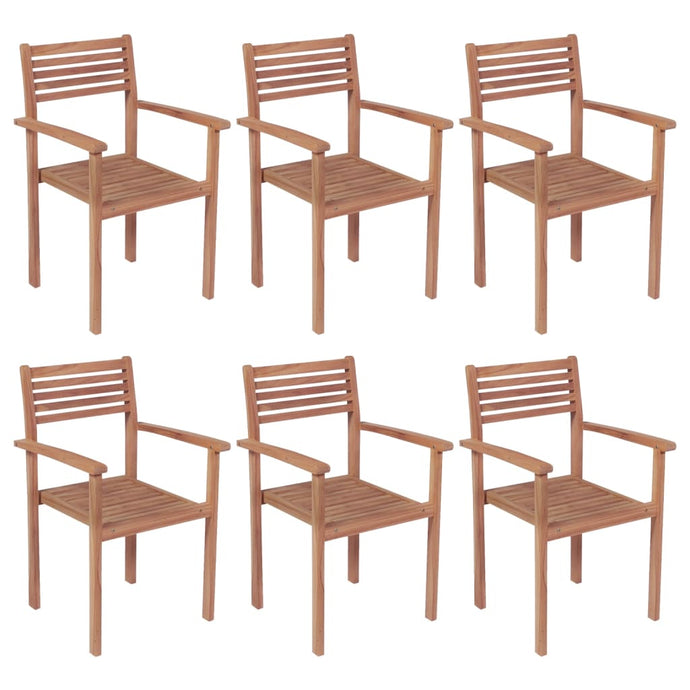 vidaXL Stackable Garden Chairs 6 pcs Solid Teak Wood - MiniDM Store