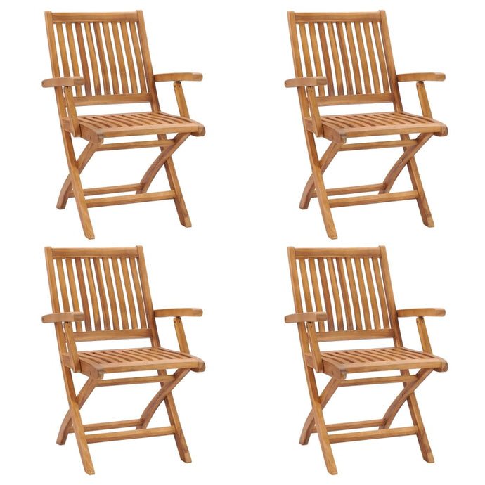 vidaXL Folding Garden Chairs 4 pcs Solid Teak Wood - MiniDM Store