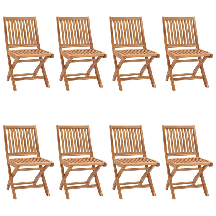 vidaXL Folding Garden Chairs 8 pcs Solid Teak Wood - MiniDM Store