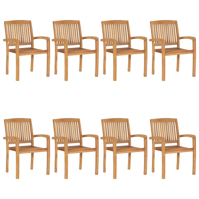vidaXL Stacking Garden Chairs 8 pcs Solid Teak Wood - MiniDM Store