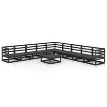 Load image into Gallery viewer, 10 Piece Garden Lounge Set Black Solid Pinewood
