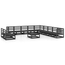 Load image into Gallery viewer, 12 Piece Garden Lounge Set Black Solid Pinewood
