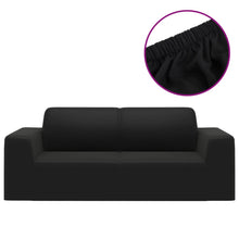 Load image into Gallery viewer, 2-Seater Stretch Couch Slipcover Black Polyester Jersey
