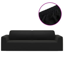 Load image into Gallery viewer, 3-Seater Stretch Couch Slipcover Black Polyester Jersey
